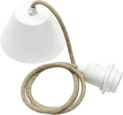 PR Home Cordset Pendelaufhang E27 Mit Leinenkabel Beige 210cm Baldachin Weiß