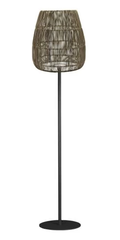 PR Home Agnar Saigon Terrassen Rattan Stehleuchte Grau Beige IP44 154cm E27