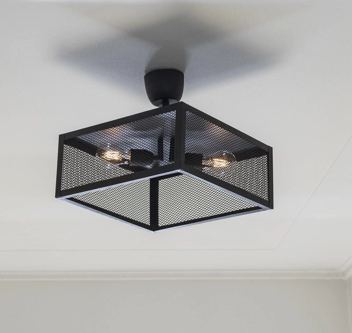 Industie Look Deckenlampe Metallgitter Schwarz PR Home Grid 35cm 2x E27 2 Industie Look Deckenlampe Metallgitter Schwarz PR Home Grid 35cm 2x E27 – Bild 2