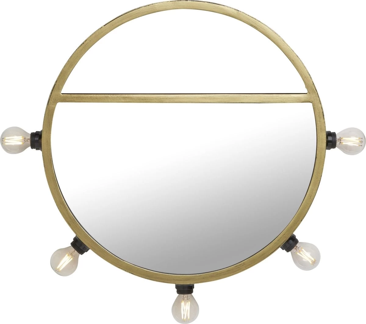 PR Home Bea Wandspiegel Matt Gold Aus Metall 45cm Rund Mit Beleuchtung U. Ablage 5x E14 2 PR Home Bea Wandspiegel Matt Gold Aus Metall 45cm Rund Mit Beleuchtung U. Ablage 5x E14 – Bild 2