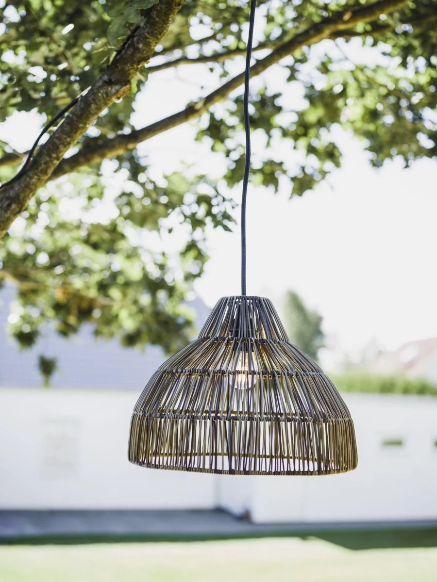 Rattan Hängeleuchte Für Außen Grau Grün Beige PR Home Bao Outdoor IP44 E27 40cm Mit Stecker 2 Rattan Hängeleuchte Für Außen Grau Grün Beige PR Home Bao Outdoor IP44 E27 40cm Mit Stecker – Bild 2