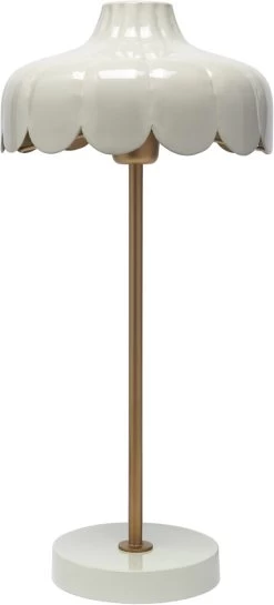 PR Home Wells Tischleuchte Im Blumen Design Beige Gold E27 24x50cm