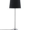 PR Home Kent Schmale Fensterbank Tischlampe Chrom Textilschirm Schwarz E27 59x20x20cm