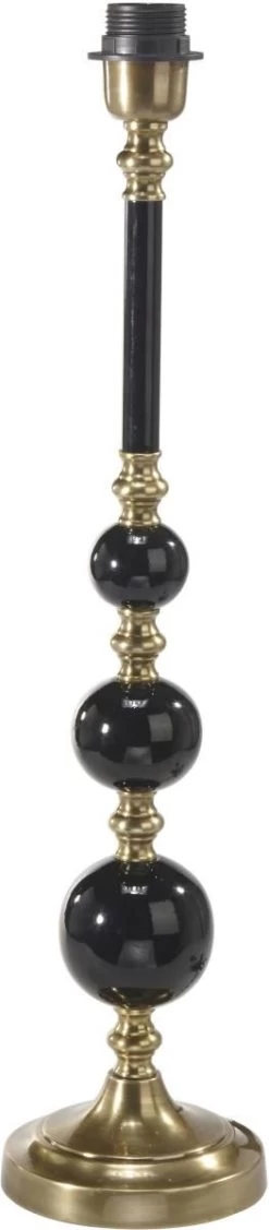 PR Home Abbey Massive Tischlampenfuß Messing, Schwarz Aus Metall E27 14x60cm Ohne Schirm