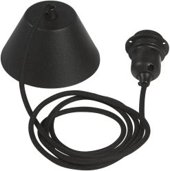 Pendelaufhang E27 Mit Textilkabel Schwarz 210cm PR Home Baldachin Schwarz