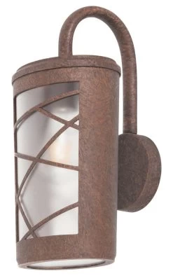 Rabalux Pescara Wandleuchte Außen Braun, Rustikal Effektt, Opal Glas E27 IP44 Dimmbar