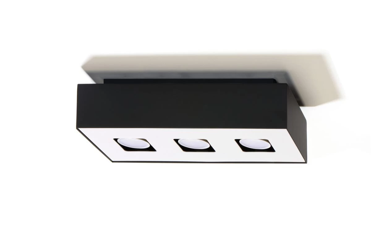 Sollux MONO Moderne Aufbauleuchte Eckig Schwarz, Weiss 3-flg. GU10 2 Sollux MONO Moderne Aufbauleuchte Eckig Schwarz, Weiss 3-flg. GU10 – Bild 2