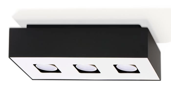 Sollux MONO Moderne Aufbauleuchte Eckig Schwarz, Weiss 3-flg. GU10 1 Sollux MONO Moderne Aufbauleuchte Eckig Schwarz, Weiss 3-flg. GU10