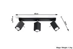 Sollux MERIDA Moderner Deckenstrahler Eckig Schwarz 3-flg. GU10 -Beleuchtung Rabatte sxsl.0101 ze