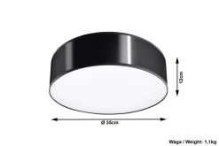 Sollux ARENA Moderne Deckenlampe Rund Schwarz 2-flg. E27 -Beleuchtung Rabatte sxsl.0121 ze