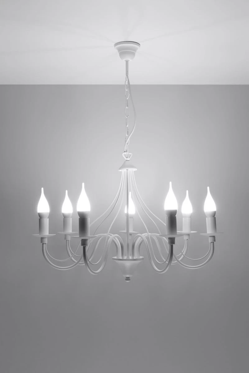 Sollux MINERWA Kronleuchter Weiss 7-flg. E14 3 Sollux MINERWA Kronleuchter Weiss 7-flg. E14 – Bild 3