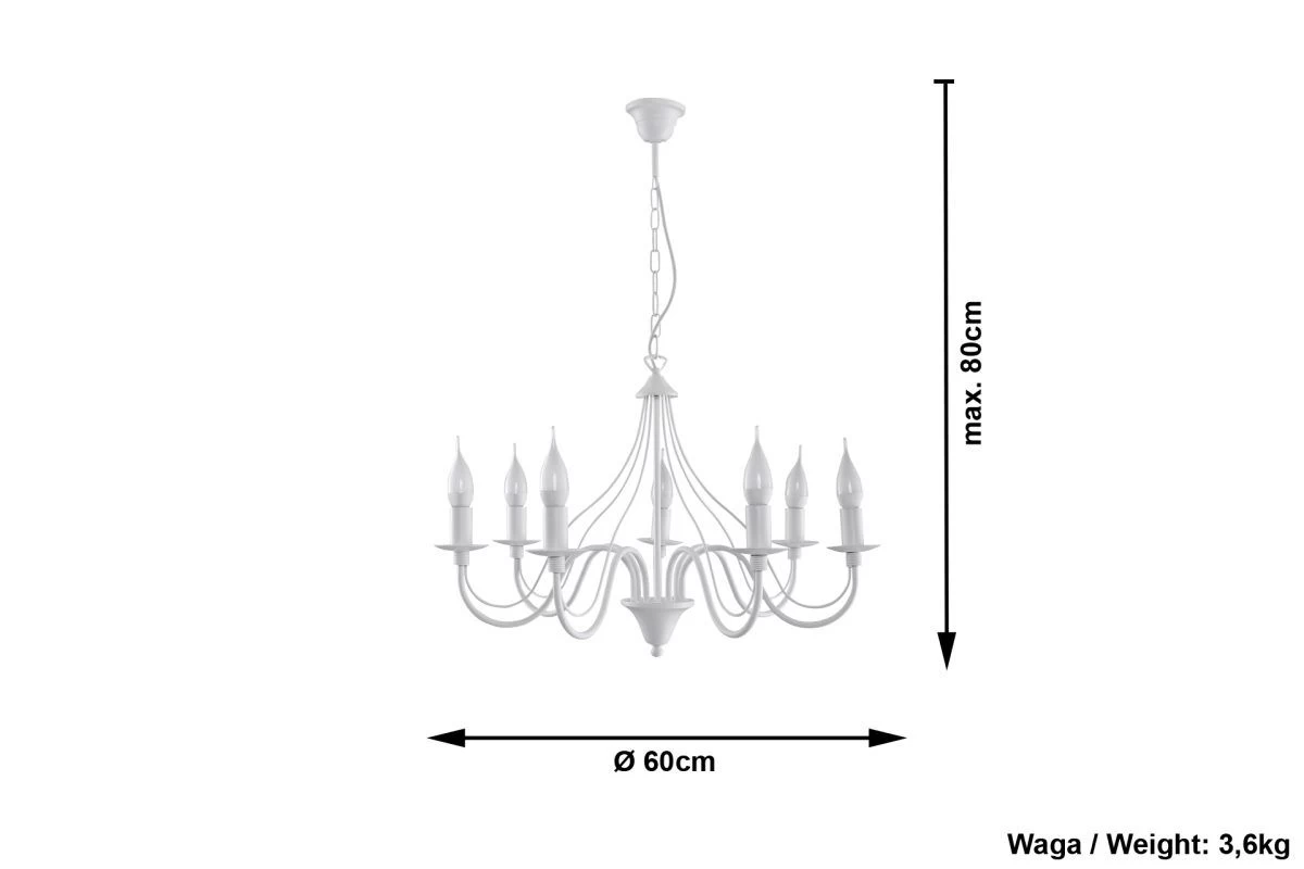 Sollux MINERWA Kronleuchter Weiss 7-flg. E14 4 Sollux MINERWA Kronleuchter Weiss 7-flg. E14 – Bild 4