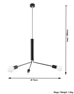 Sollux DUOMO Designer Hängelampe Schwarz 3-flg. E27 -Beleuchtung Rabatte sxsl.0303 ze