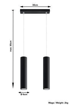 Sollux LAGOS Zylinder Hängelampe Schwarz 2-flg. GU10 7 Sollux LAGOS Zylinder Hängelampe Schwarz 2-flg. GU10 -Beleuchtung Rabatte sxsl.0328 ze