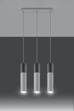 Sollux Borgio 3 Hängelampe Weiß, Grau 3x GU10 Dimmbar 45x6x90cm -Beleuchtung Rabatte sxsl.0649 3