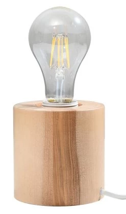 Sollux Salgado Tischlampe Natur Holz E27 Mit Kabelschalter 10x10x10cm