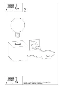 Sollux Ariz Tischlampe Natur Holz E27 Mit Kabelschalter 10x10x10cm -Beleuchtung Rabatte sxsl.0677 11