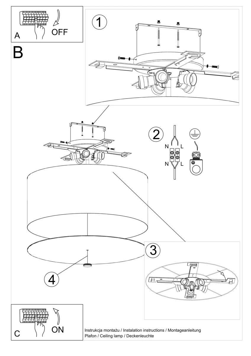 Sollux Otto 60 Deckenlampe Weiß 5x E27 Dimmbar 60x60x30cm 5 Sollux Otto 60 Deckenlampe Weiß 5x E27 Dimmbar 60x60x30cm – Bild 5
