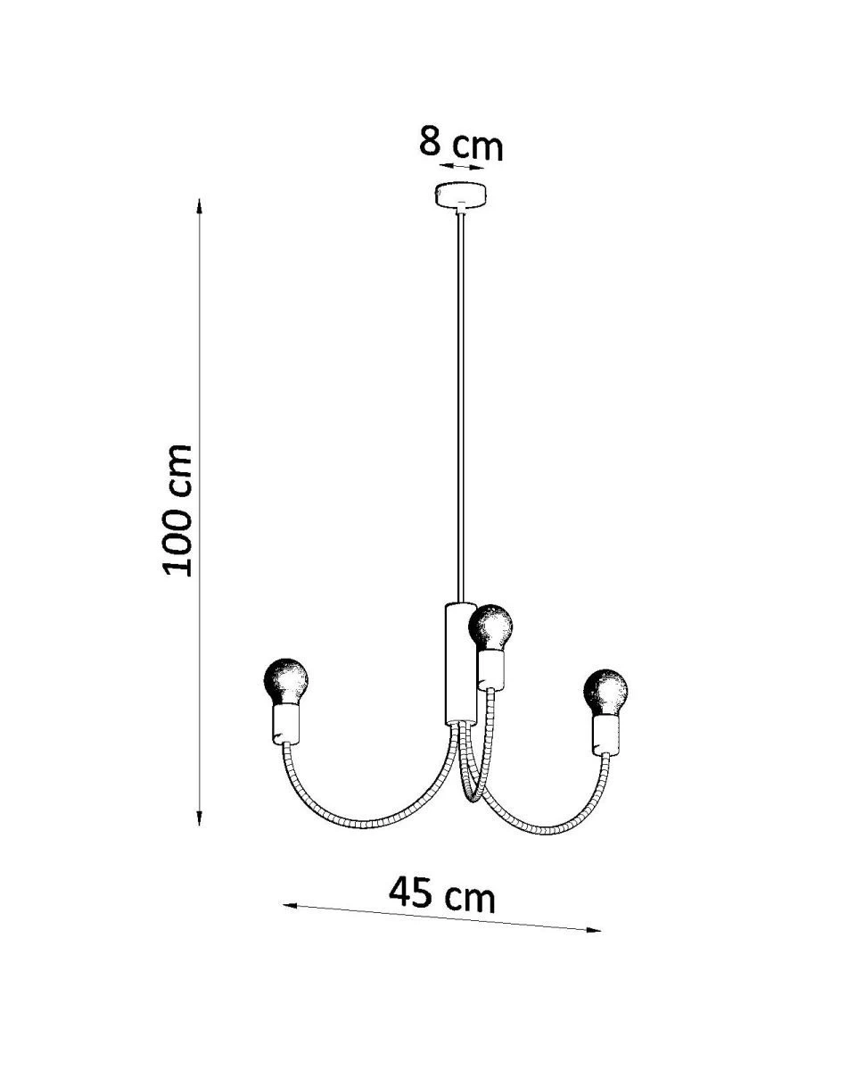Sollux Piccolo 3 Moderner Kronleuchter Schwarz 3x E27 Dimmbar 45x45x100cm 6 Sollux Piccolo 3 Moderner Kronleuchter Schwarz 3x E27 Dimmbar 45x45x100cm – Bild 6
