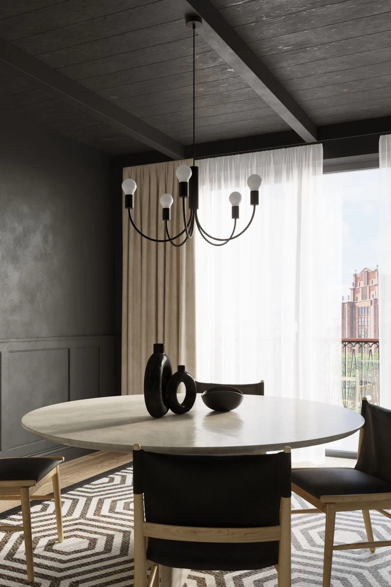 Sollux Piccolo 3 Moderner Kronleuchter Schwarz 3x E27 Dimmbar 45x45x100cm 4 Sollux Piccolo 3 Moderner Kronleuchter Schwarz 3x E27 Dimmbar 45x45x100cm – Bild 4