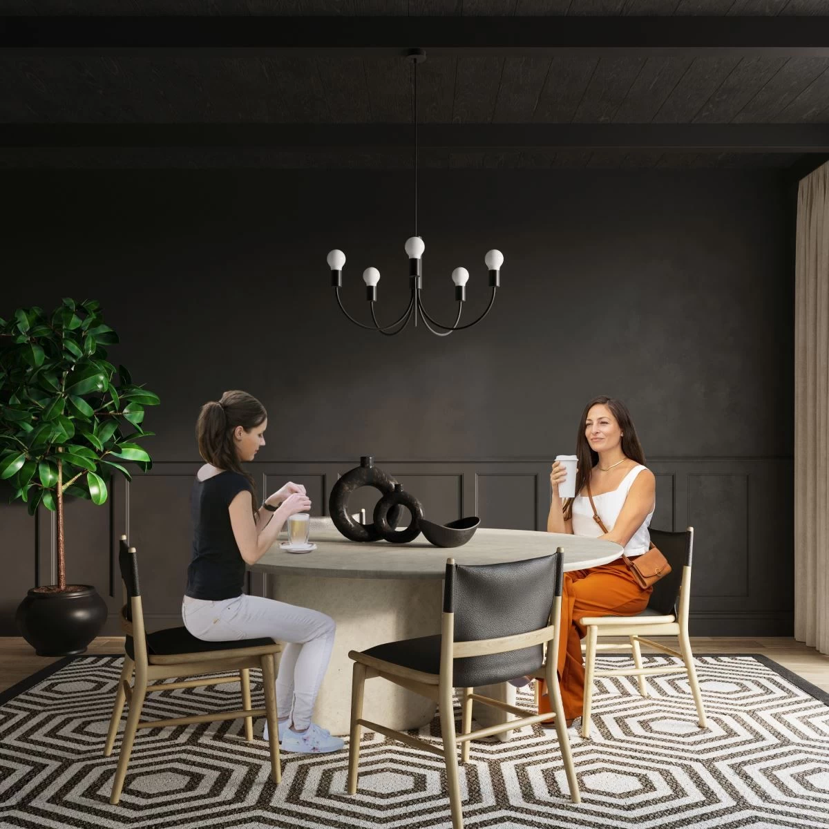 Sollux Piccolo 3 Moderner Kronleuchter Schwarz 3x E27 Dimmbar 45x45x100cm 2 Sollux Piccolo 3 Moderner Kronleuchter Schwarz 3x E27 Dimmbar 45x45x100cm – Bild 2