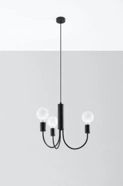 Sollux Piccolo 3 Moderner Kronleuchter Schwarz 3x E27 Dimmbar 45x45x100cm 15 Sollux Piccolo 3 Moderner Kronleuchter Schwarz 3x E27 Dimmbar 45x45x100cm -Beleuchtung Rabatte sxsl.0856 2