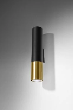 Sollux Loopez Wandlampe Schwarz, Golden 2x GU10 Dimmbar 6x8x29cm -Beleuchtung Rabatte sxsl.0950 2