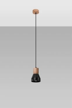 Sollux Qubic Hängelampe Schwarz, Natur Holz E27 Dimmbar 10x10x120cm -Beleuchtung Rabatte sxsl.0963 2