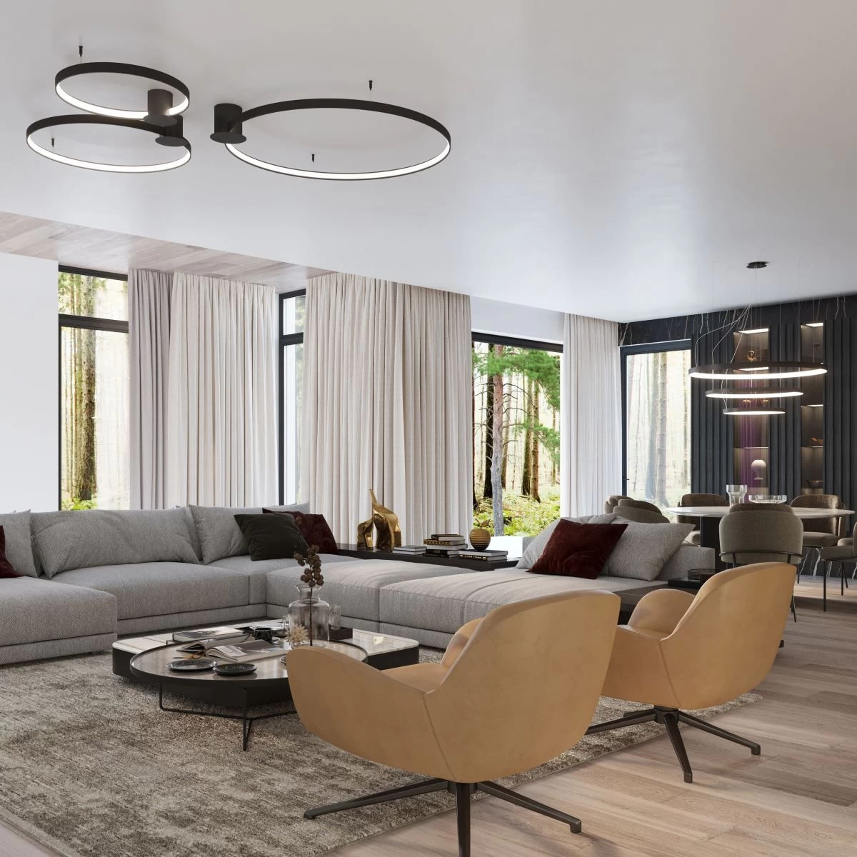 Thoro Rio 110 LED Deckenlampe Schwarz 7820lm 4000K 110x118x12,5cm 3 Thoro Rio 110 LED Deckenlampe Schwarz 7820lm 4000K 110x118x12,5cm – Bild 3